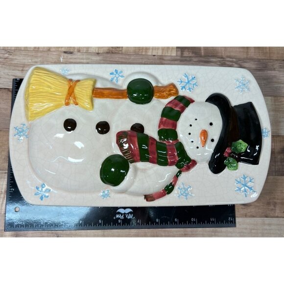 Ceramic Snowman Loaf Pan With Lid Winter Holiday Design New Debco - Picture 7 of 8